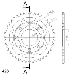 Couronne Acier Supersprox 43 Dents Pas 428 pour Honda CM 125 C Custom / Daelim VC 125 Advance