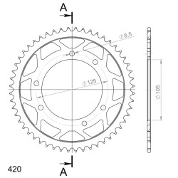 Couronne Acier Supersprox 52 Dents Pas 420 pour Peugeot 50 XPS - XP6 - XP7 / Rieju 50 MRT - MRX - SMX