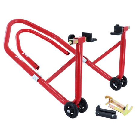 Béquille d'Atelier Lève Moto Arrière + Avant Universel Rouge 250 Kg