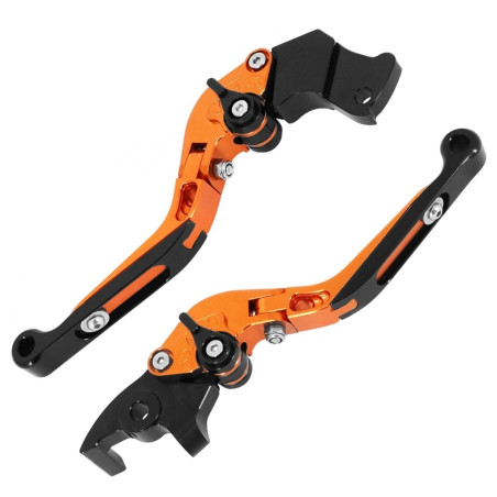 Levier de Frein et d'Embrayage Moto Réglable, Repliable Avoc Orange Noir Anodisé pour KTM 125 Duke
