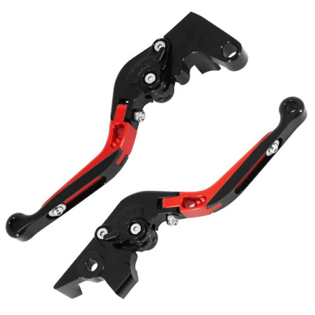 Levier de Frein et d'Embrayage Moto Réglable, Repliable Avoc Rouge Noir Anodisé pour Yamaha 700 MT-07