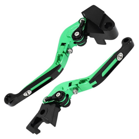 Levier de Frein et d'Embrayage Moto Réglable, Repliable Avoc Vert Anodisé pour Kawasaki Z900 / Z650