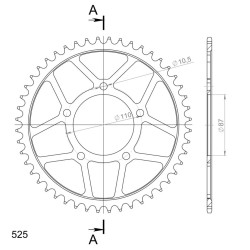 Couronne Acier Supersprox 48 Dents Pas 525 pour Suzuki GSF 650 Bandit ou GSX 650 F