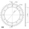 Couronne Acier Supersprox 44 Dents Pas 530 pour Honda CB 1000 R