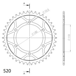 Couronne Acier Supersprox 42 Dents Pas 520 pour Kawasaki Ninja 300 R / Z300 / ER-5 Twister / GPZ 500 S