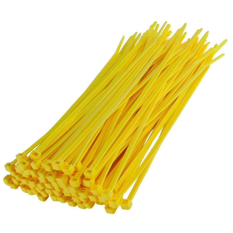 Collier de Serrage Rilsan 2.5 x 200 mm Jaune Fluo - 100 Pièces