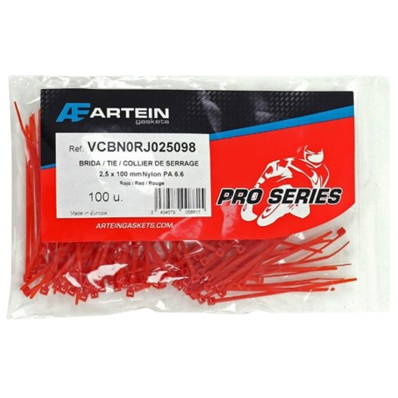 Collier de Serrage Rilsan Artein 2.5 x 100 mm Rouge - 100 Pièces