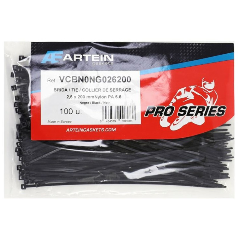 Collier de Serrage Rilsan Artein 2.6 x 200 mm Noir - 100 Pièces