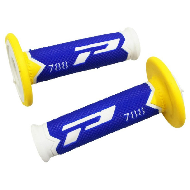 Poignées pour Guidon Moto Progrip 788 Blanc / Bleu / Jaune
