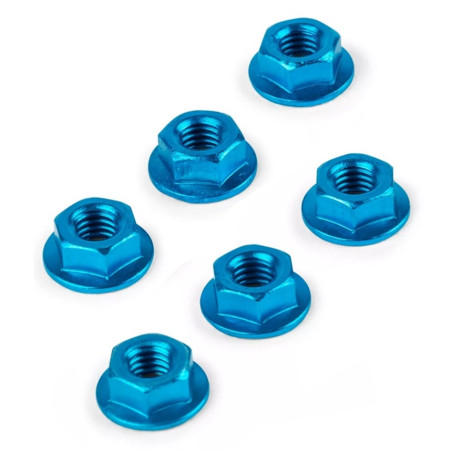 Écrou 6 Pans Épaulé M6 en Aluminium Anodisé Bleu (Sachet de 6 Pièces)