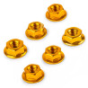 Écrou 6 Pans Épaulé M6 en Aluminium Anodisé Or (Sachet de 6 Pièces)