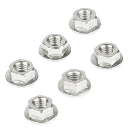 Écrou 6 Pans Épaulé M6 en Aluminium Anodisé Chrome (Sachet de 6 Pièces)