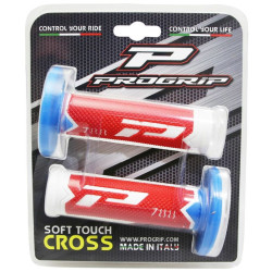 Poignées pour Guidon Moto Progrip 788 Blanc / Rouge / Bleu Clair