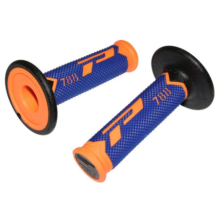 Poignées pour Guidon Moto Progrip 788 Orange Fluo / Bleu / Noir