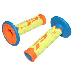 Poignées pour Guidon Moto Progrip 788 Orange Fluo / Jaune Fluo / Bleu Clair
