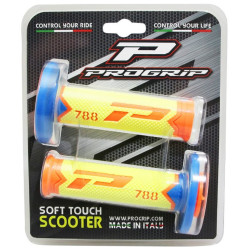 Poignées pour Guidon Moto Progrip 788 Orange Fluo / Jaune Fluo / Bleu Clair