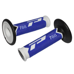 Poignées pour Guidon Moto Progrip 788 Blanc / Bleu Fluo / Noir