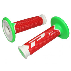 Poignées pour Guidon Moto Progrip 788 Blanc / Rouge / Vert Fluo