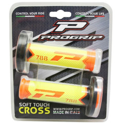 Poignées pour Guidon Moto Progrip 788 Orange Fluo / Jaune Fluo / Noir