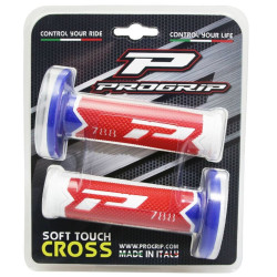 Poignées pour Guidon Moto Progrip 788 Blanc / Rouge / Bleu