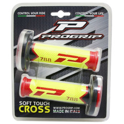 Poignées pour Guidon Moto Progrip 788 Rouge / Jaune Fluo / Noir