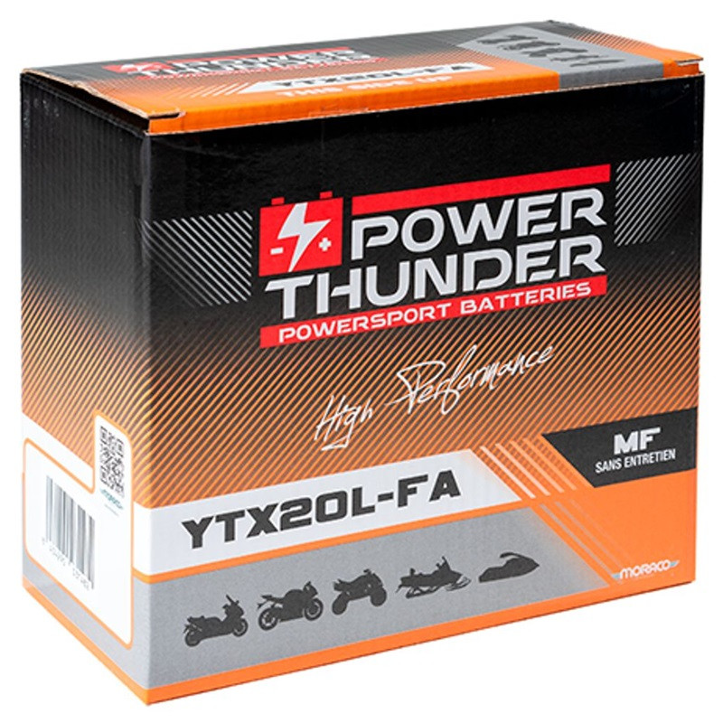 Batterie Power Thunder YTX20L-FA 12 Volts 18 Ah