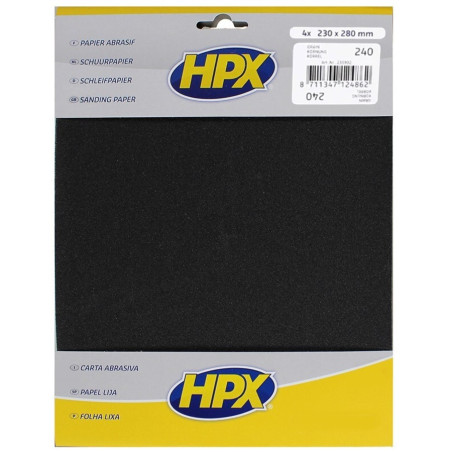 4 Feuilles de Papier Abrasif à Poncer HPX Grain 240 - 230 x 280 mm