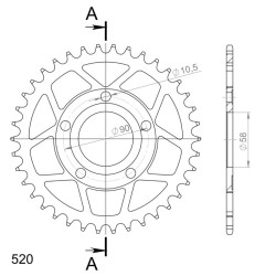 Couronne Acier Supersprox 38 Dents Pas 520 pour Honda CRM 125 / NSR 125