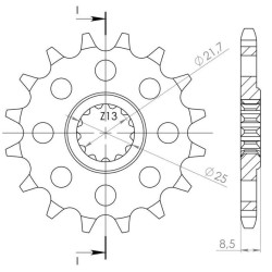 Pignon Acier Supersprox 16 Dents Pas 525 pour Kawasaki Z 1000 / ZX-9R Ninja