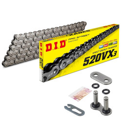 Chaîne Renforcée DID 520VX3 Noir/Noir 32 Maillons - Attache Rapide FJ