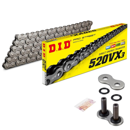 Chaîne Renforcée DID 520VX3 Noir/Noir 32 Maillons - Attache à Riveter ZJ
