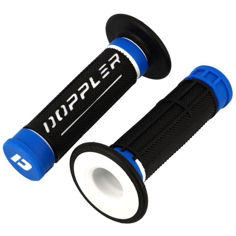 Poignées de Guidon Moto Doppler Noir / Blanc / bleu