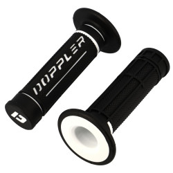Poignées de Guidon Moto Doppler Noir / Blanc
