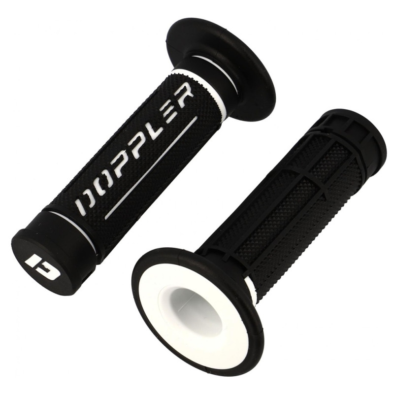 Poignées de Guidon Moto Doppler Noir / Blanc
