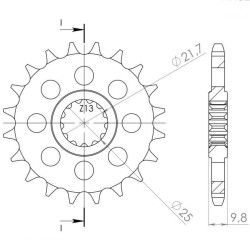 Pignon Acier Supersprox 19 Dents Pas 428 pour Yamaha FZR 400 RR / SR 400