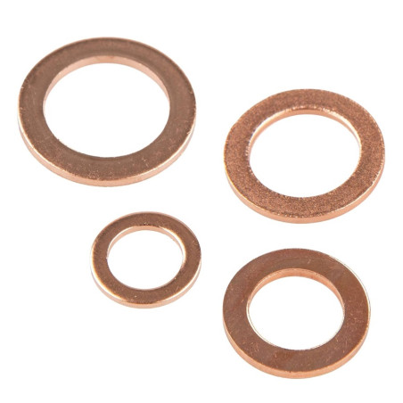 Pochette de 4 Joints Bouchon de Vidange Cuivre Plat Ø 8 / 10 / 12 / 14 mm