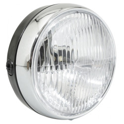Phare Avant Ø 140 mm Noir avec Cerclage Chromé et Interrupteur
