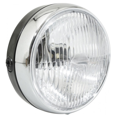 Phare Avant Ø 140 mm Noir avec Cerclage Chromé et Interrupteur