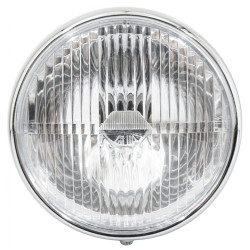 Phare Avant Ø 140 mm Noir avec Cerclage Chromé et Interrupteur