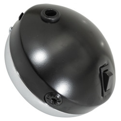Phare Avant Ø 140 mm Noir avec Cerclage Chromé et Interrupteur