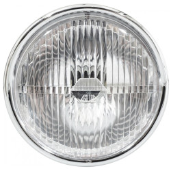 Phare Avant Ø 140 mm Noir avec Cerclage Chromé, Casquette et Interrupteur