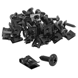 Sachet de 25 Vis + Agrafes de Carrosserie Noir 4 x 14 mm