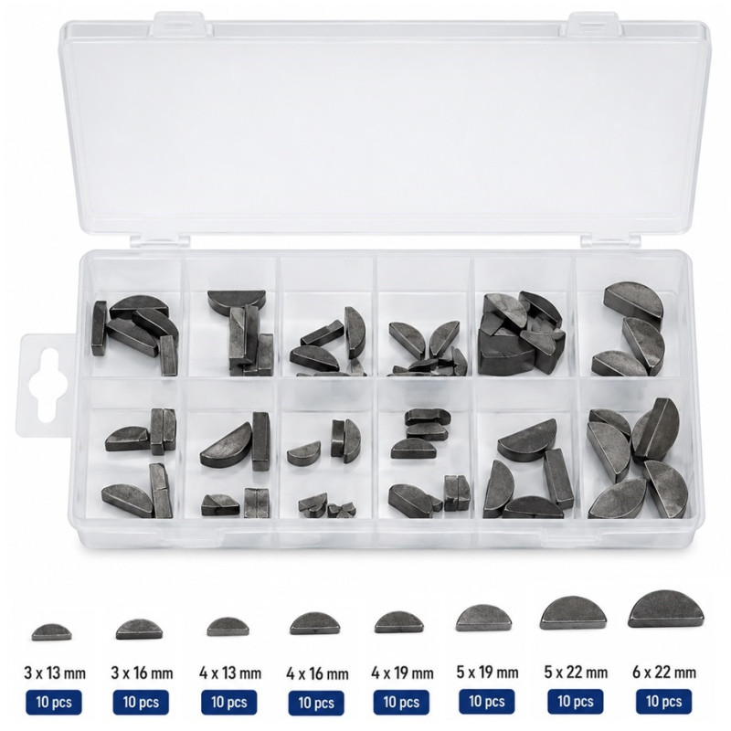 Coffret Assortiment de 80 Clavettes Demi Lune