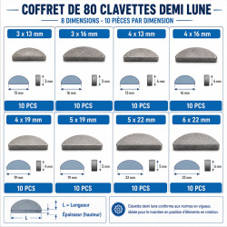 Coffret Assortiment de 80 Clavettes Demi Lune