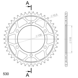 Couronne Acier Supersprox 42 Dents Pas 530 pour Suzuki 1000 GSX-R de 2009 à 2016 - RFE-479:42