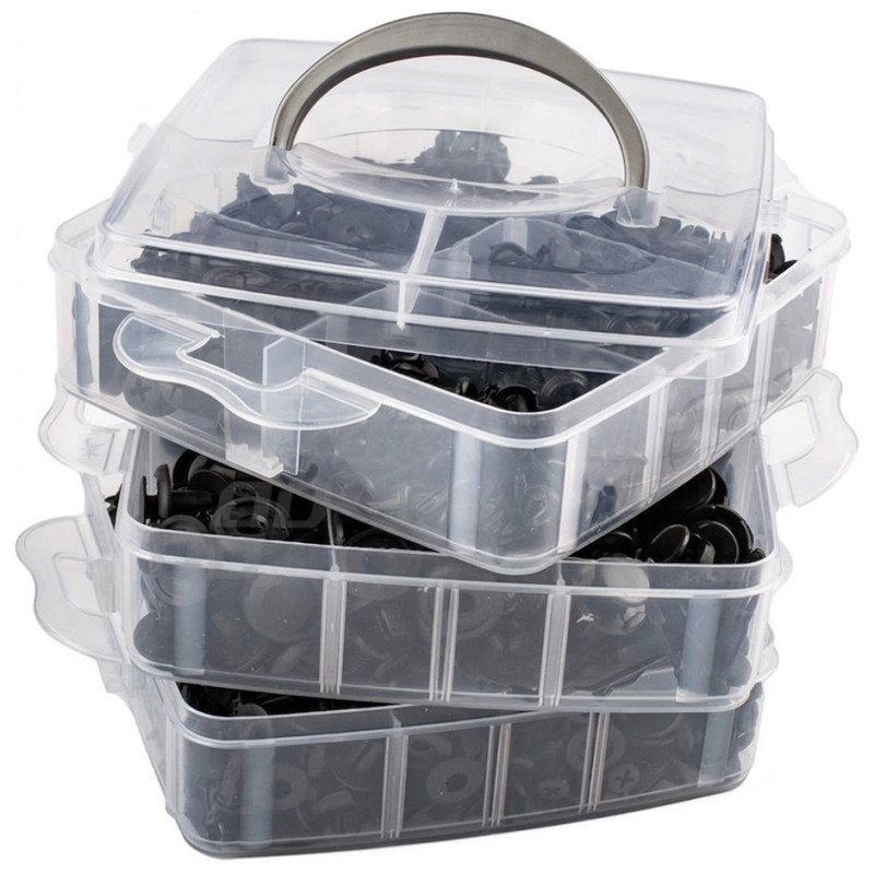 Coffret de 620 Clips / Agrafes / Rivets de Carrosserie en Plastique Noir Ø 5 à 10 mm