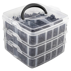 Coffret de 620 Clips / Agrafes / Rivets de Carrosserie en Plastique Noir Ø 5 à 10 mm