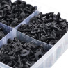 Coffret de 620 Clips / Agrafes / Rivets de Carrosserie en Plastique Noir Ø 5 à 10 mm