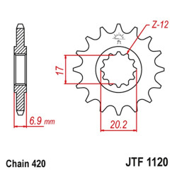 Pignon Acier JT Sprockets 15 Dents Pas 420 pour Minarelli AM6
