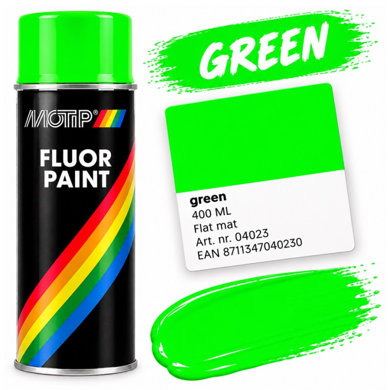 Bombe de Peinture Vert Fluo Motip 400 ml